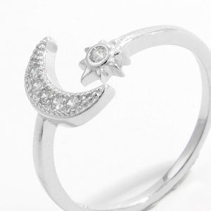 925 Sterling Silver Moon Open Ring 272f7fc9-2610-4781-9ecf-6a049f1fb84c-Max Trendsi