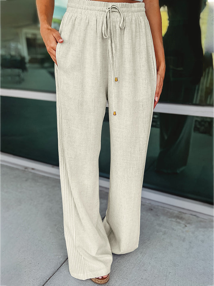 Drawstring Wide Leg Pants 276b9f3587dd4b548e2fc6fbdb75f682-Max Trendsi