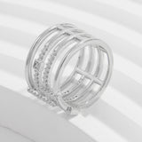 925 Sterling Silver Inlaid Zircon Ring Silver 277b3646-0425-4eae-8ec8-116dd21fd70a-Max Trendsi