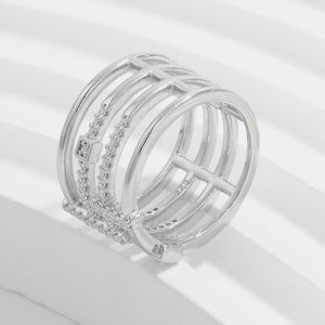 925 Sterling Silver Inlaid Zircon Ring Silver 277b3646-0425-4eae-8ec8-116dd21fd70a-Max Trendsi