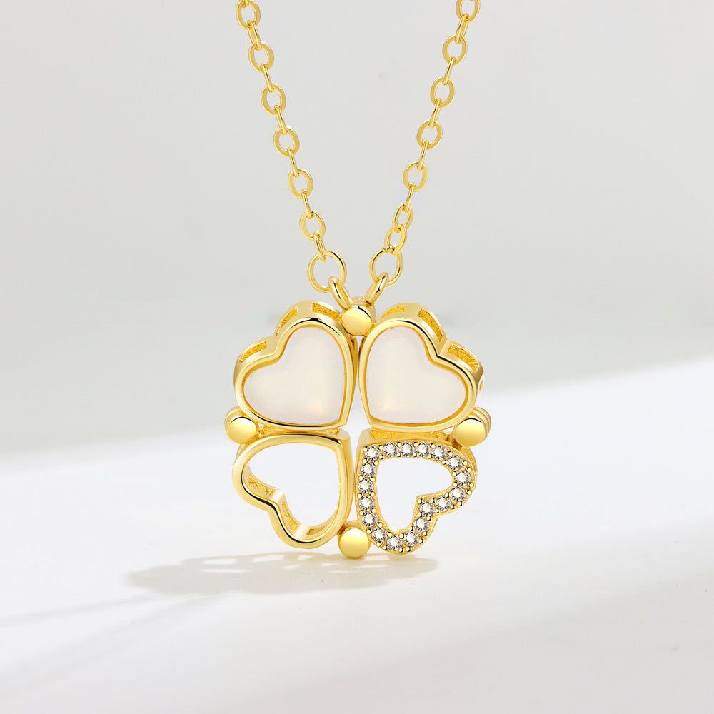 Trendy and personalized four-leaf clover and heart, a two-wear design and versatile necklace 27a582ee-49d8-4dc1-b31a-f998c13bf80c Artshiney