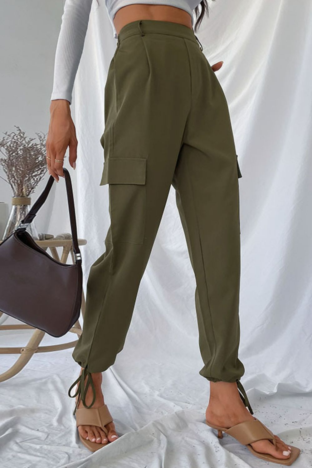 Perfee Drawstring Ankle Cargo Pants 27eabaf5f149422089f3d64c7401ed3b-Max Trendsi