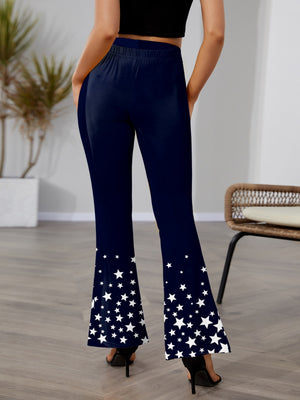 FAM-FAM Star Elastic Waist Bootcut Pants 286bd27f-ab4c-4064-be6e-04e3399b9d28-Max Trendsi