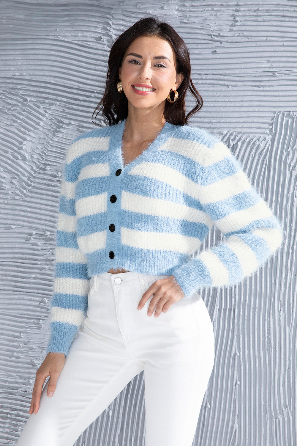 Striped Button Up Cropped Cardigan Light Blue 2873cbb9-7bb3-418a-ab39-6f34dd24a336-Max Glownestbest