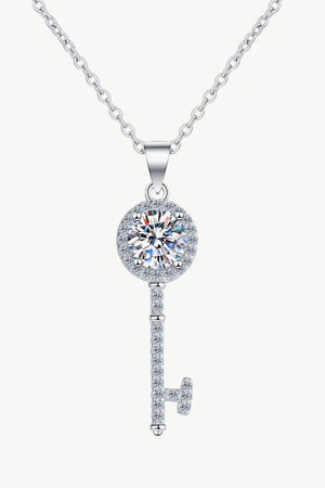Adored Moissanite Key Pendant Necklace Silver One Size 28cc926cd65f427e956cc402a5771114-Max Trendsi