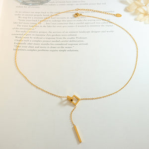Fashion Simple Geometric Square Long Tassel Necklace 29834904-44d0-4dde-9b27-4a706bbc8842 Artshiney