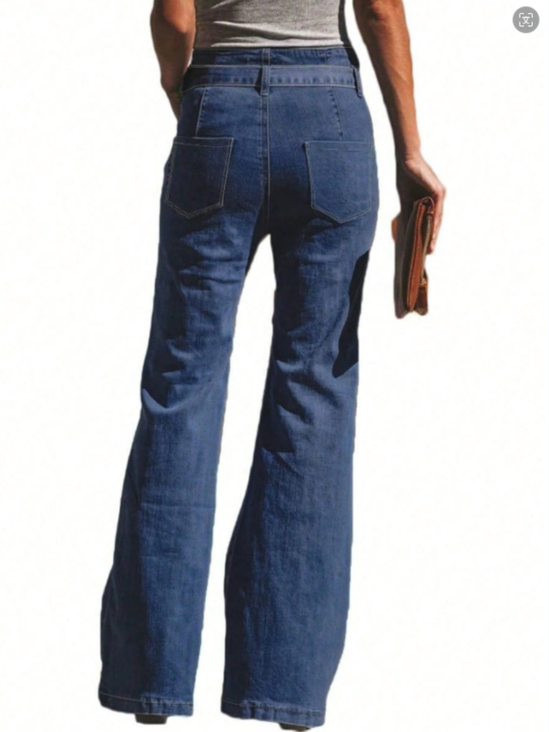 Tied Flare Jeans with Pockets 2a05da60-f04b-4aa7-81b6-bc2c4510a0d3-Max Trendsi