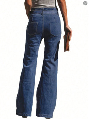 Tied Flare Jeans with Pockets 2a05da60-f04b-4aa7-81b6-bc2c4510a0d3-Max Trendsi