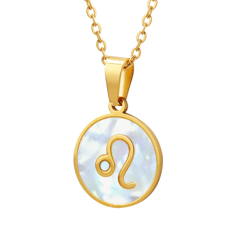 Exquisite Zodiac White Seashell Design Pendant Necklace 2a4d3676-4cec-464b-a371-6d0b658ecb4a Artshiney