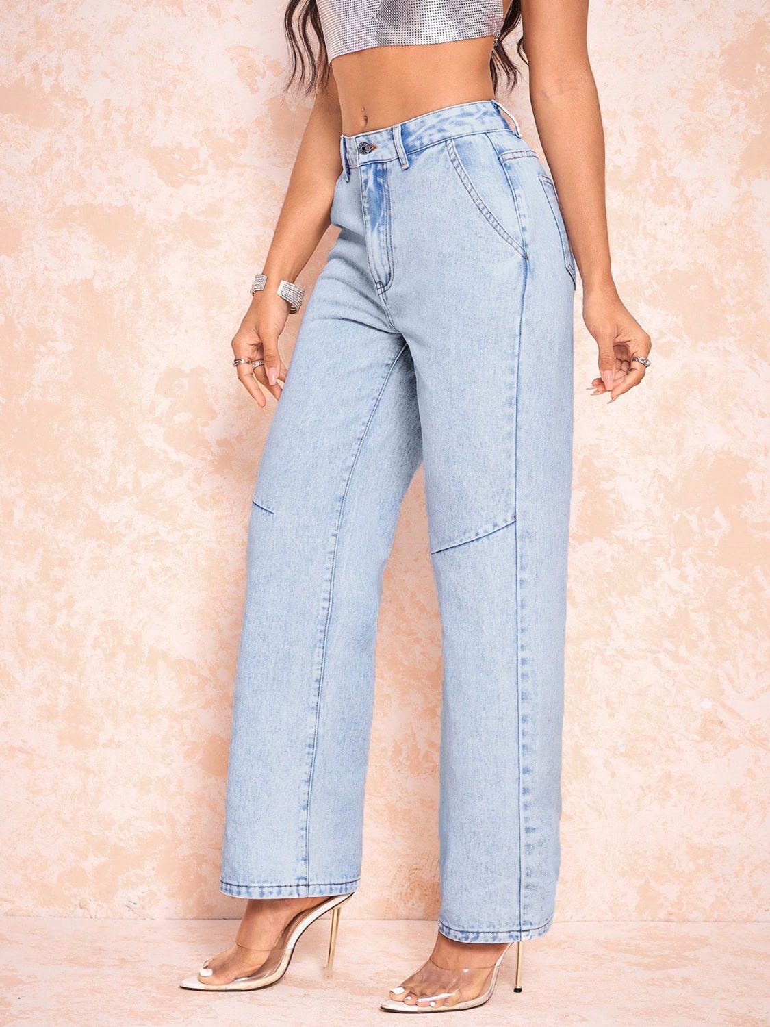 Straight Leg Jeans with Pockets 2a625dae-0f4d-4e3e-8b1f-31e65df8ea77-Max Trendsi