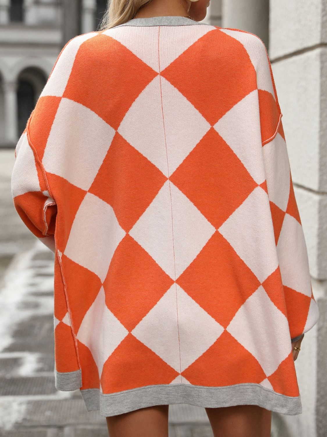 Checkered Dropped Shoulder Long Sleeve Cardigan 2adde8cb-4a15-4451-aa1a-1518ef14e760-Max Glownestbest