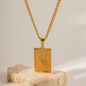 18K Gold Exquisite Fashion Rectangular Rose Tag Design Necklace 2b87ab8e-431d-4f6e-b988-d5e20c4b6102 Artshiney