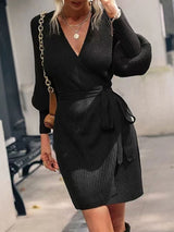 Open Front Lantern Sleeve Tied Cardigan Black 2b927864d2b94f3a99766df2c8c0397e-Max Glownestbest