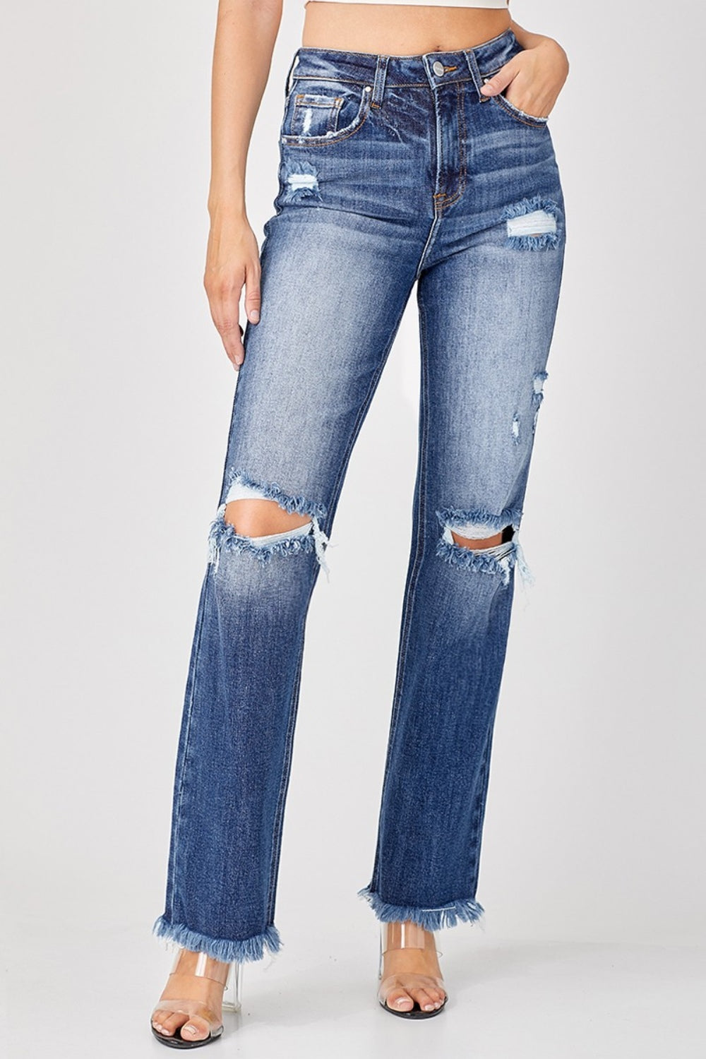 Risen Full Size Raw Hem Distressed Straight Jeans Deep Blue 2bafff2e-aefe-4d87-b8d7-cc898117dcfc-Max Trendsi