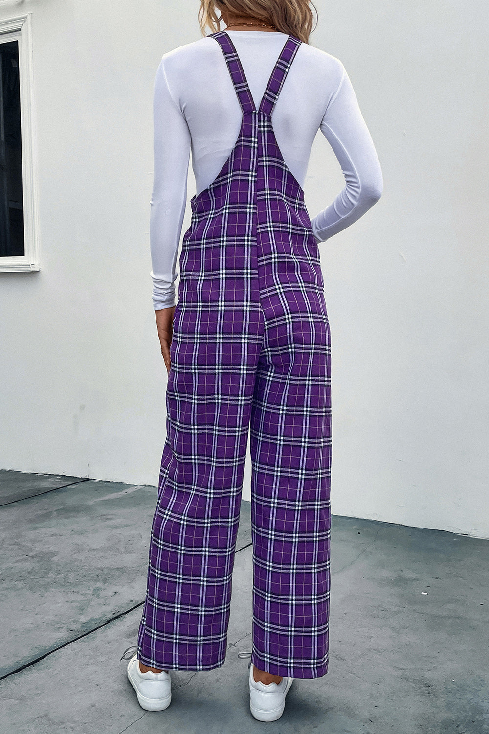 Perfee Plaid Straight Leg Overalls 2be77a0c28b342daa57f53f11ee6c810-Max Trendsi