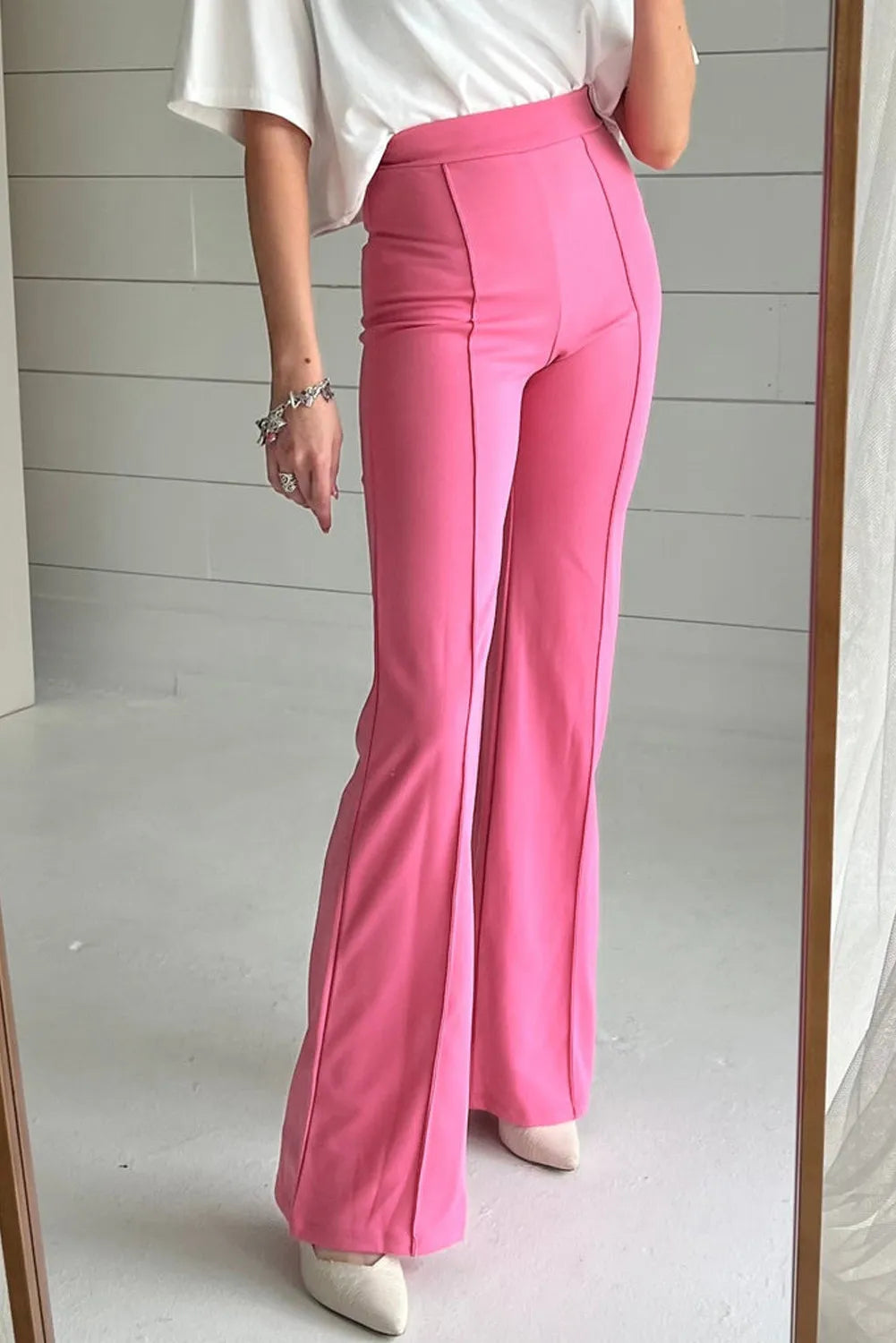 High Waist Straight Leg Pants Pink 2cd26c0b-2ecb-4c36-8163-59c397eafb32-Max Trendsi