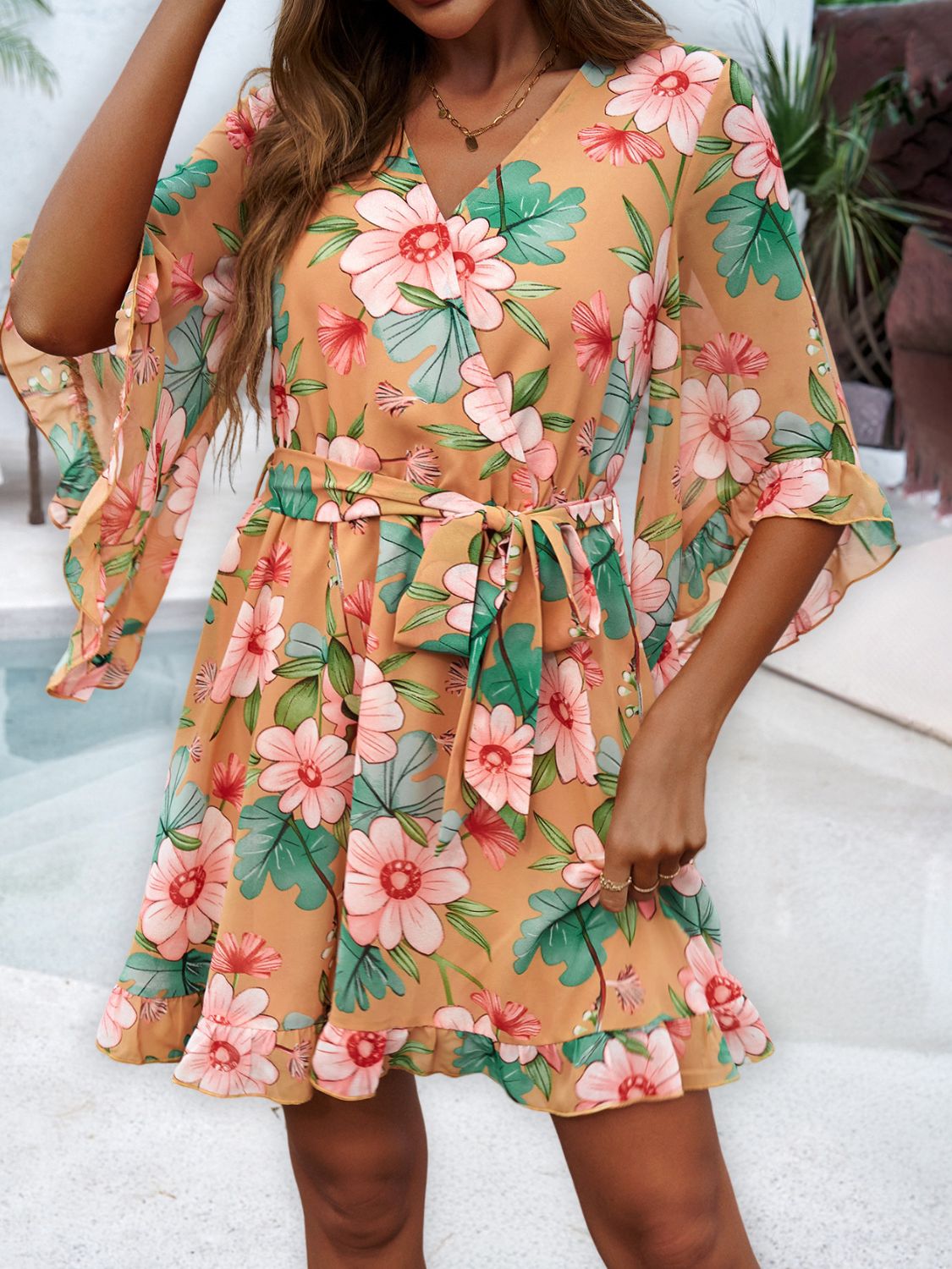 Devine Ruffled Printed Surplice Half Sleeve Mini Dress 2cf0dd11-e702-4c02-b006-b9f731eb853a-Max Glownestbest