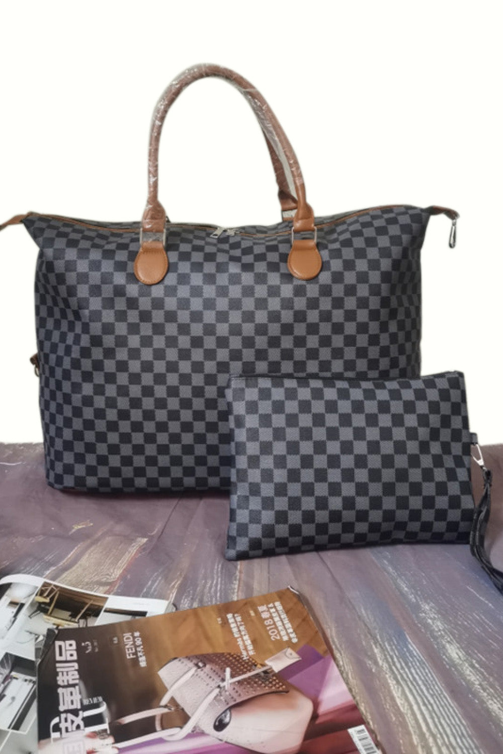 Checkered Two-Piece Bag Set 2d00b8c97d0743a6a08eab0d26eddb6d-Max Trendsi