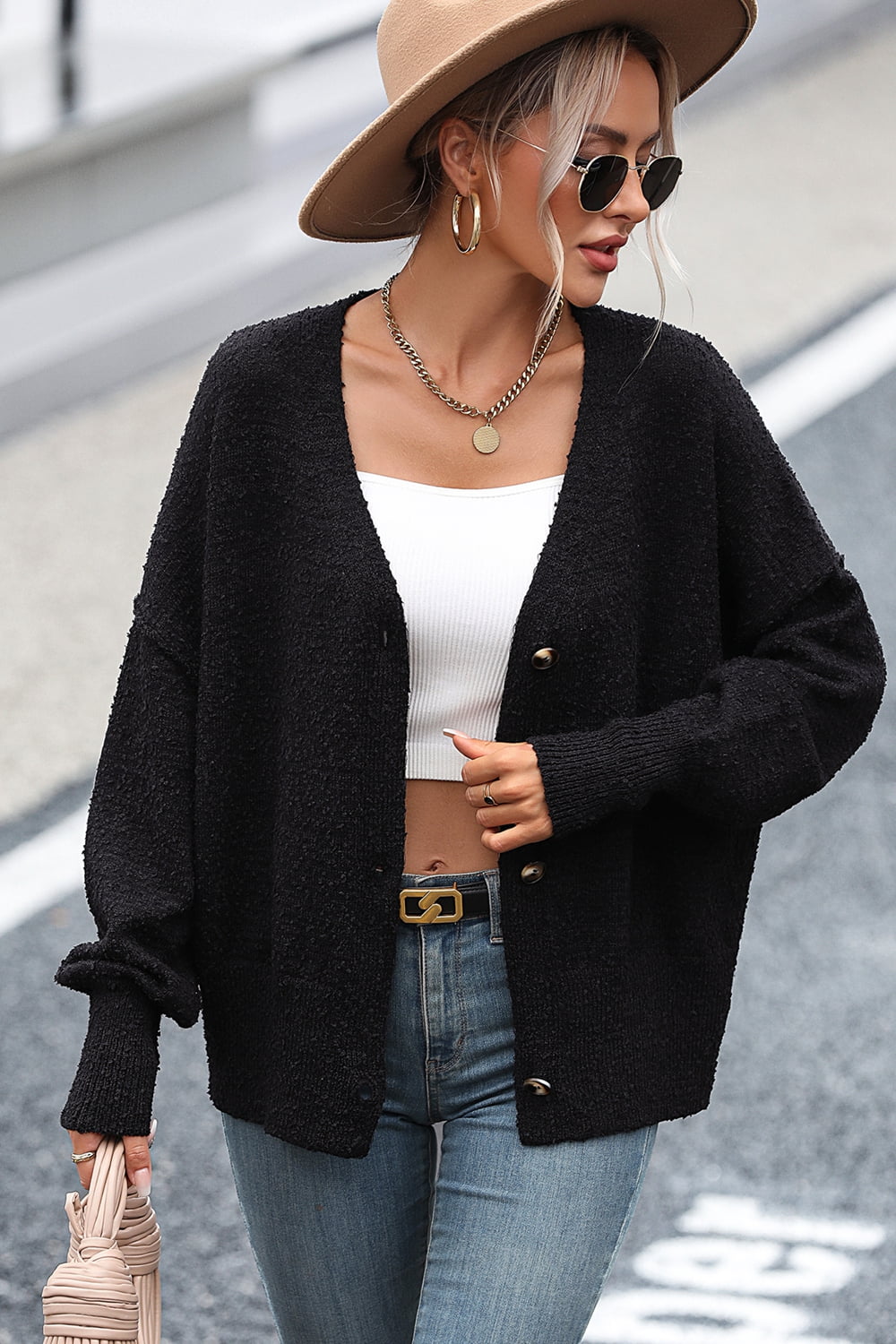 Button-Up Dropped Shoulder Cardigan 2d0db86aec104dd688367f2a3bfd8870-Max Glownestbest