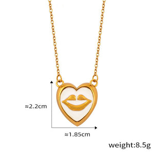 18K gold trendy personalized lips with pearl design simple style necklace and earrings set 2d13da19-66b0-4680-8db9-437c43dc6c55 Artshiney