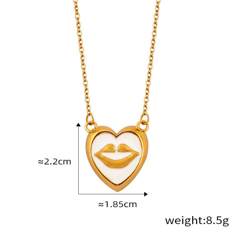 18K gold trendy personalized lips with pearl design simple style necklace and earrings set 2d13da19-66b0-4680-8db9-437c43dc6c55 Artshiney