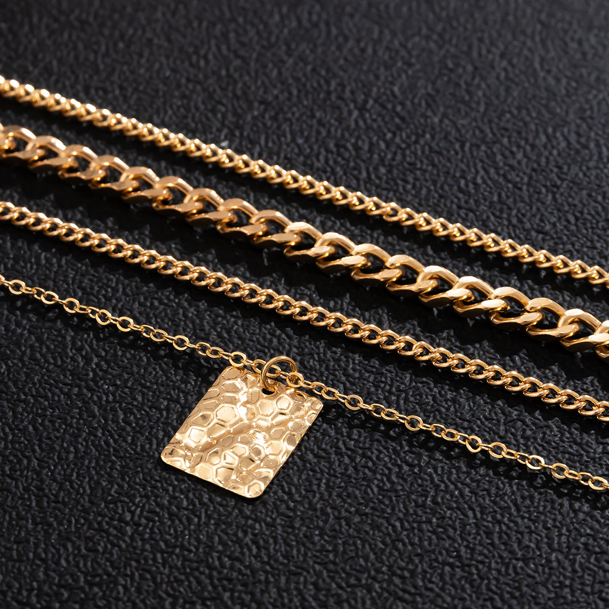 18K Gold Fashion Personality Square Pendant Design Hip Hop Necklace Gold 2d92071a-4712-453e-a72d-4dd6f096623f Artshiney
