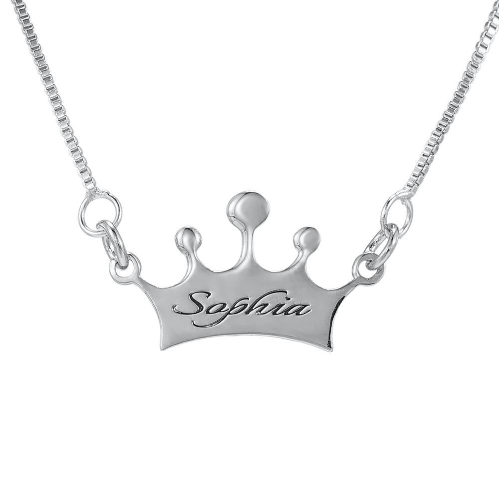 Noble Crown Lettering Custom Name Necklace Silver 2e2e6e3e-4ad9-4253-9aba-29c710dfb3b0 Artshiney