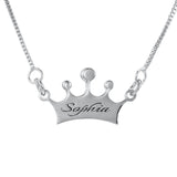Noble Crown Lettering Custom Name Necklace Silver 2e2e6e3e-4ad9-4253-9aba-29c710dfb3b0 Artshiney