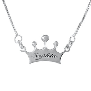 Noble Crown Lettering Custom Name Necklace Silver 2e2e6e3e-4ad9-4253-9aba-29c710dfb3b0 Artshiney