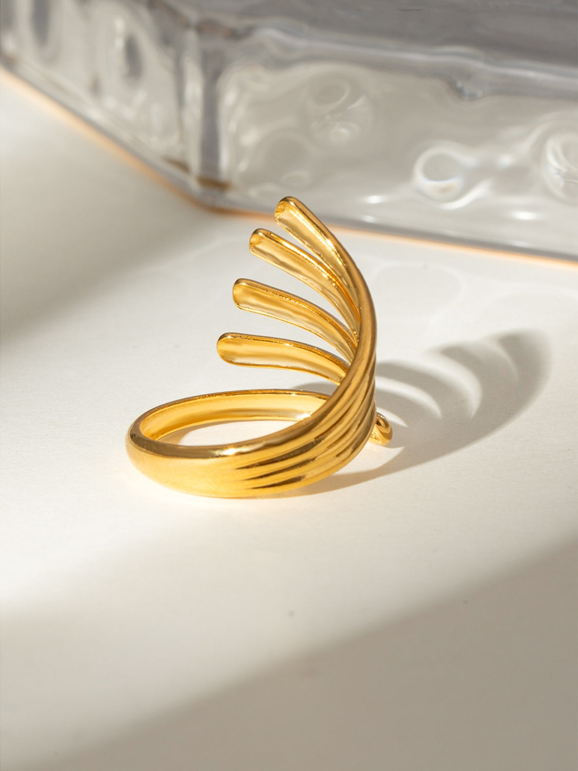 18K Gold-Plated Stainless Steel Irregular Lines Open Ring 2e6a3d6e-769a-49c1-ae26-9eb800e9ec11-Max Trendsi