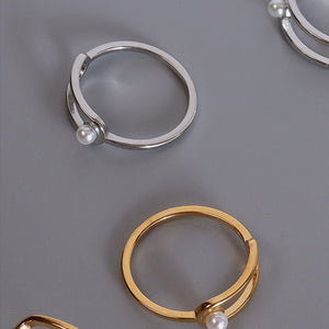 Synthetic Pearl Titanium Steel Ring 2e714577-e7b0-4f45-adc5-65be6779e3fe-Max Trendsi
