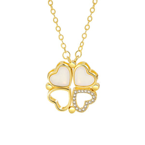 Trendy and personalized four-leaf clover and heart, a two-wear design and versatile necklace Gold 2e9bf554-daf3-434d-bc47-93f2bb3607ad Artshiney