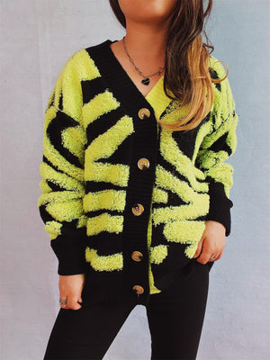 Contrast Button Up Long Sleeve Cardigan 2f19727a-c5f3-43ca-a6dc-809bb77cce56-Max Glownestbest