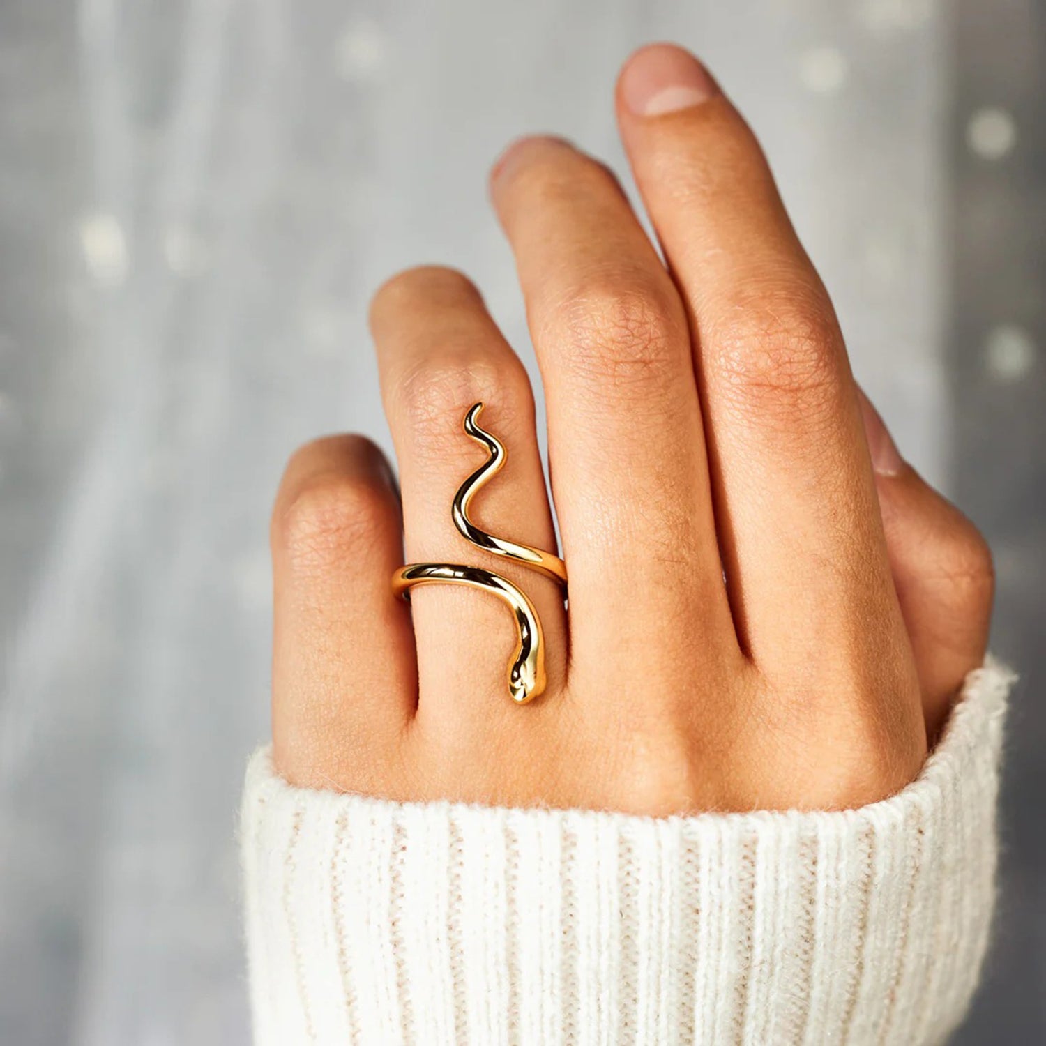 Snake Shape 18K Gold-Plated Bypass Ring 2f1daee2-484f-4073-a186-69ed94fbf2bd-Max Trendsi