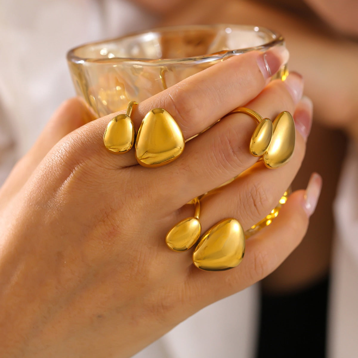 18K Gold-Plated Irregular Bypass Ring 2f222d15-f243-4cb5-8ac9-c4e62095612b-Max Trendsi