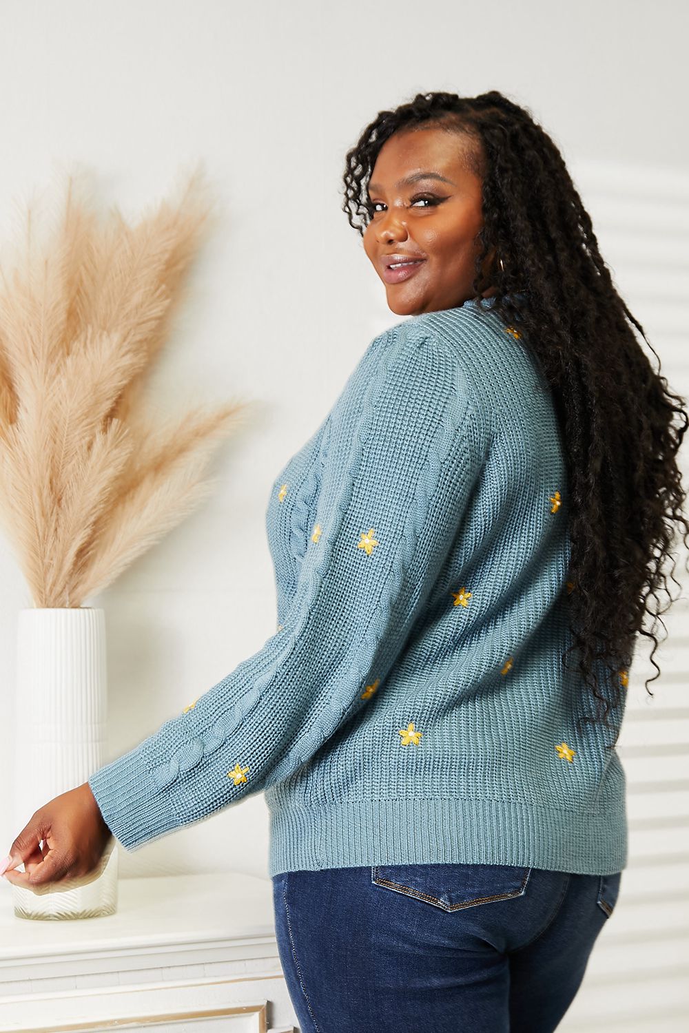 Glownestbest® | HEYSON Full Size Floral Embroidered Cable Cardigan 2fa40e697f8940e5abd1a5d3131bcb9f-Max Glownestbest