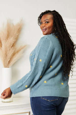 Glownestbest® | HEYSON Full Size Floral Embroidered Cable Cardigan 2fa40e697f8940e5abd1a5d3131bcb9f-Max Glownestbest