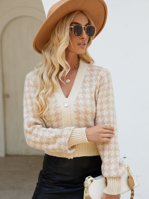 Houndstooth Button Up Long Sleeve Cardigan 2fac1d82-7526-430a-9eca-cd0ce42382e9-Max Glownestbest