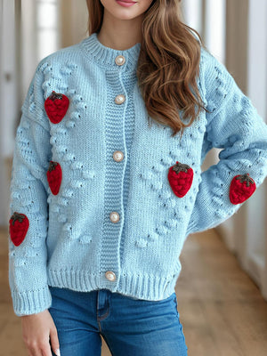 Strawberry Button Down Long Sleeve Cardigan 2fb68e38-b32e-40e0-bb9e-2685bac6b00d-Max Glownestbest