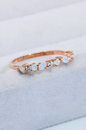 Moonstone and Zircon Decor Ring Moonstone Rose Gold 30228711502749a1aa320549e8e1c70f-Max Trendsi