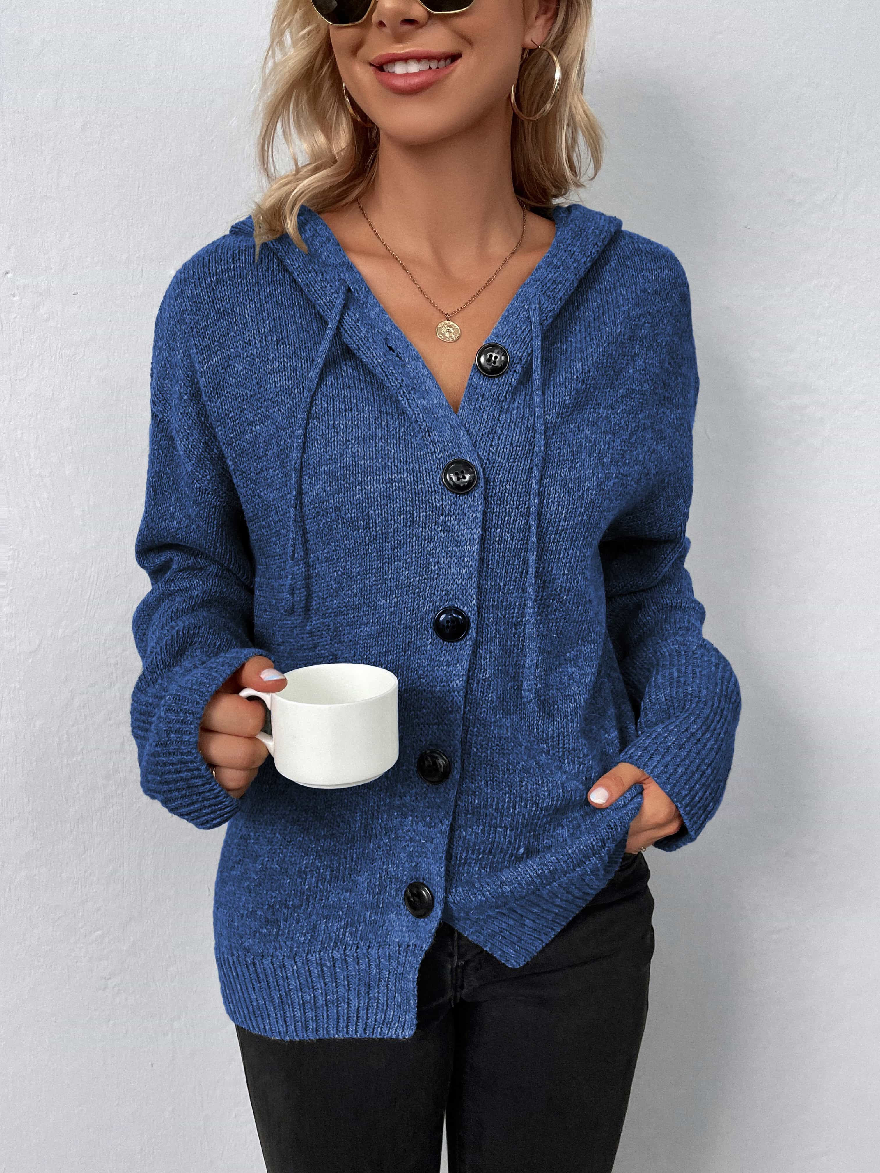 Glownestbest® | Button-Down Long Sleeve Hooded Sweater Dusty Blue 30699754e3db46bdab5fe4ea91b7e480-Max Glownestbest