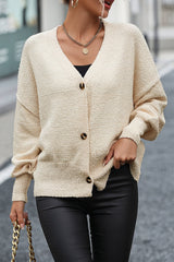 Button-Up Dropped Shoulder Cardigan Cream 307749b29c354cd69526bb037e5187be-Max Glownestbest