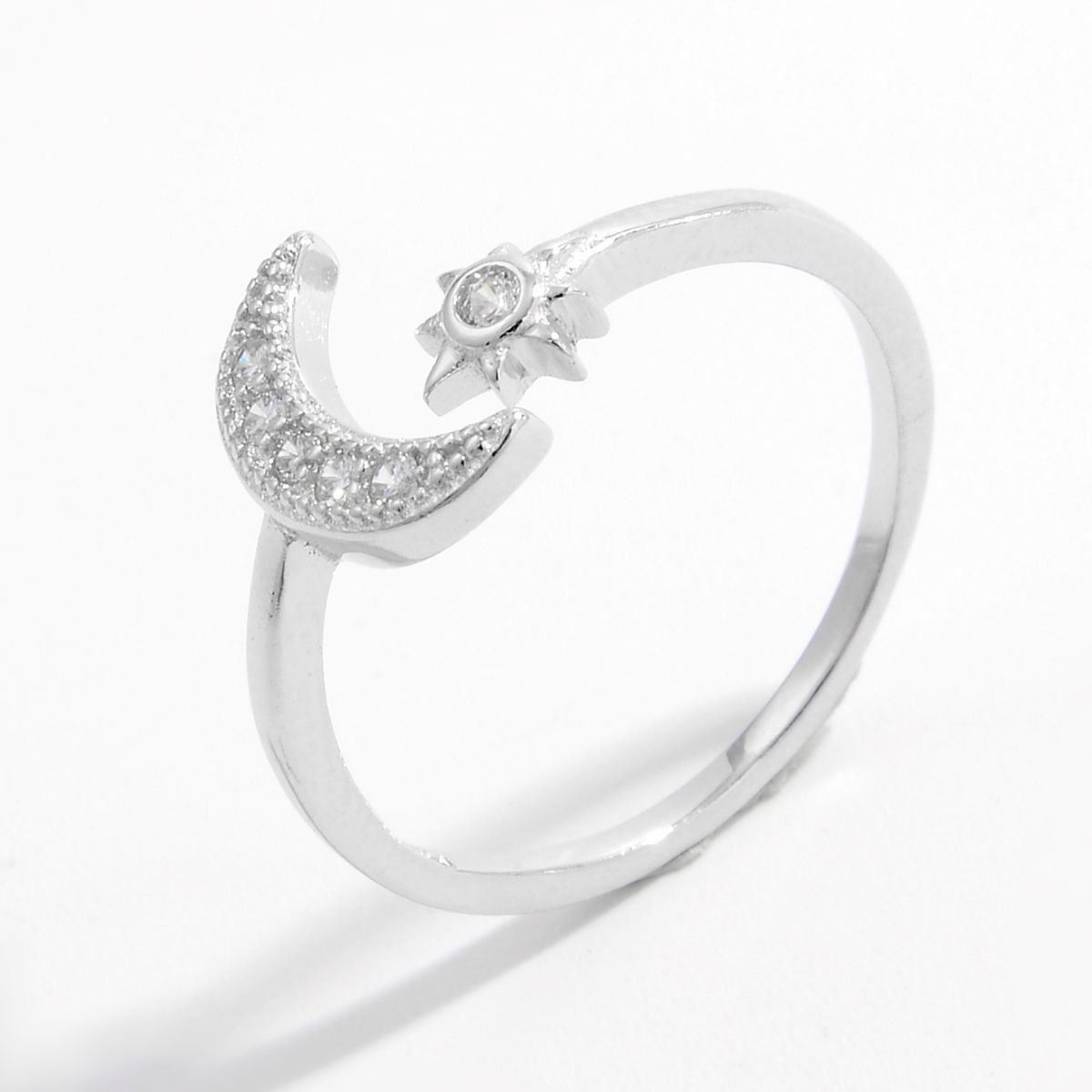 925 Sterling Silver Moon Open Ring 3088c9f2-5d0f-4284-8b1b-12ae2edcfcd5-Max Trendsi