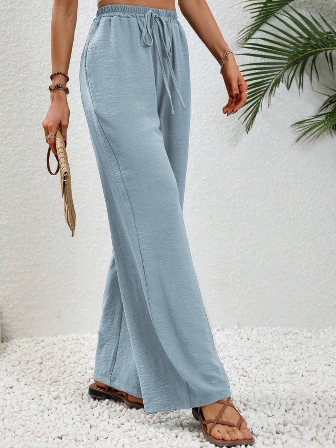 Wide Leg Drawstring Pants 30c365a0-ea2b-4738-af26-4e9042fd643e-Max Trendsi