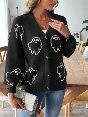 Glownestbest® | V-Neck Dropped Shoulder Cardigan 30e52081-7455-4614-a5da-e18534f05e8b-Max Glownestbest