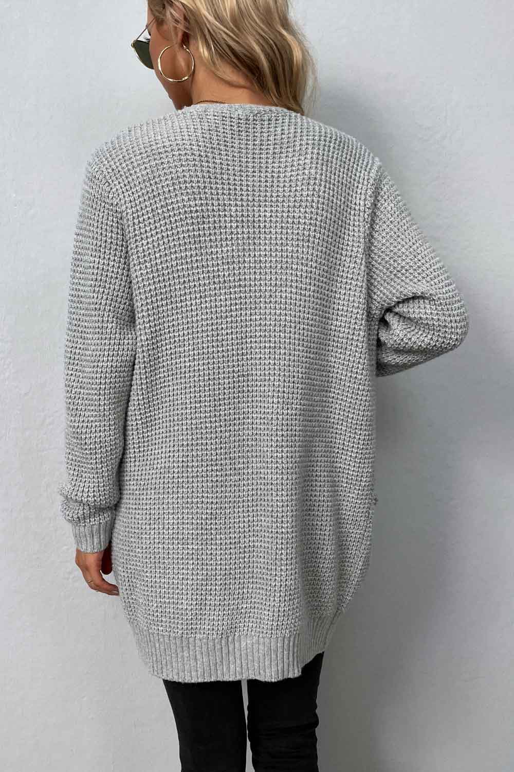 Rib-Knit Open Front Pocketed Cardigan 3227f7f1fd824492a52b023af1b5b305-Max Glownestbest