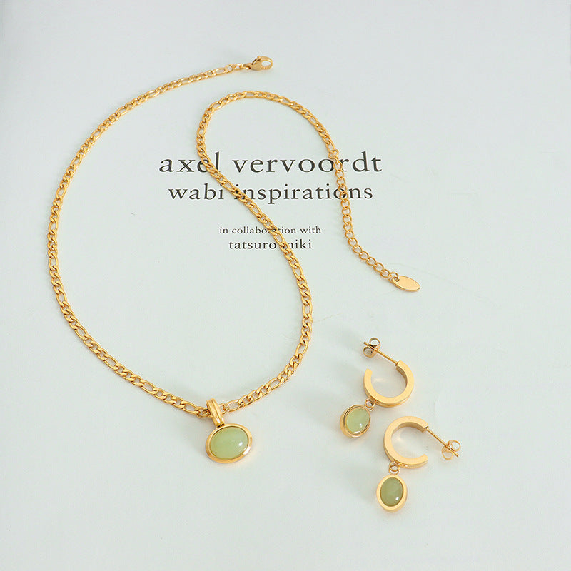 18K gold noble and light luxury gem-set design necklace and earrings set 3268ba63-4ec8-4123-8f9c-2b609ba7bbaf Artshiney