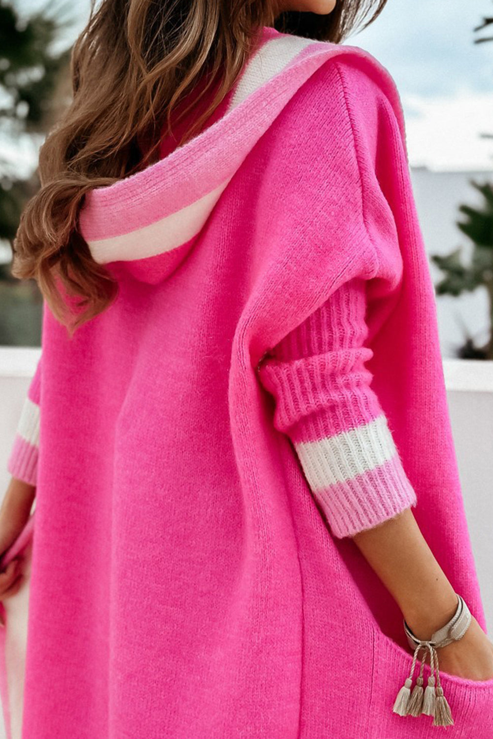 Pocketed Contrast Long Sleeve Hooded Cardigan 327345bc-2de4-42df-9369-781ce5903a22-Max Glownestbest