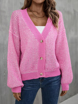 Glownestbest® | V-Neck Dropped Shoulder Cardigan Carnation Pink 3290c514cd0846f38d502e96c24bda97-Max Glownestbest