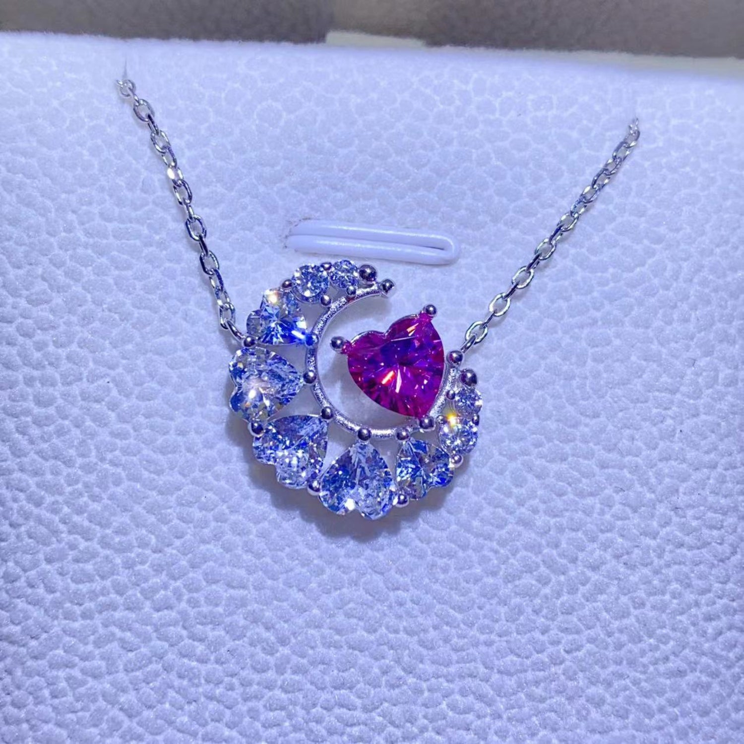 1 Carat Moissanite 925 Sterling Silver Heart Necklace Silver One Size 32f79423-a84f-4bd6-9776-89c99c9acad4-Max Trendsi